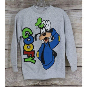 VINTAGE Disney Wear Kids Youth Size Large Pullover Sweatshirt Goofy Heather Gray